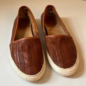 Vintage Frye Kira Brown Leather Slip-On Sneakers Size 9